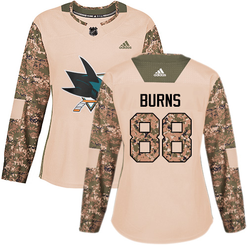 Adidas Sharks #88 Brent Burns Camo Authentic Veterans Day Women's Stitched NHL Jersey